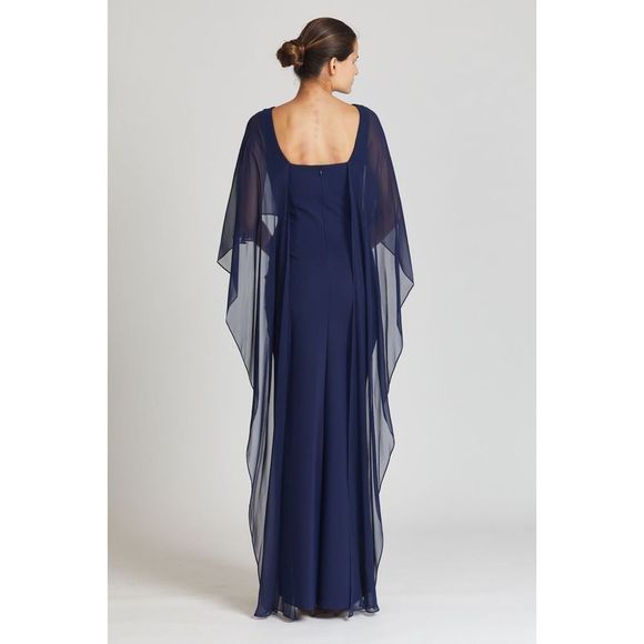 NWT Teri Jon by Rickie Freeman Scuba Gown Chiffon Overlay Dress Size 10 $760 - Picture 2 of 9